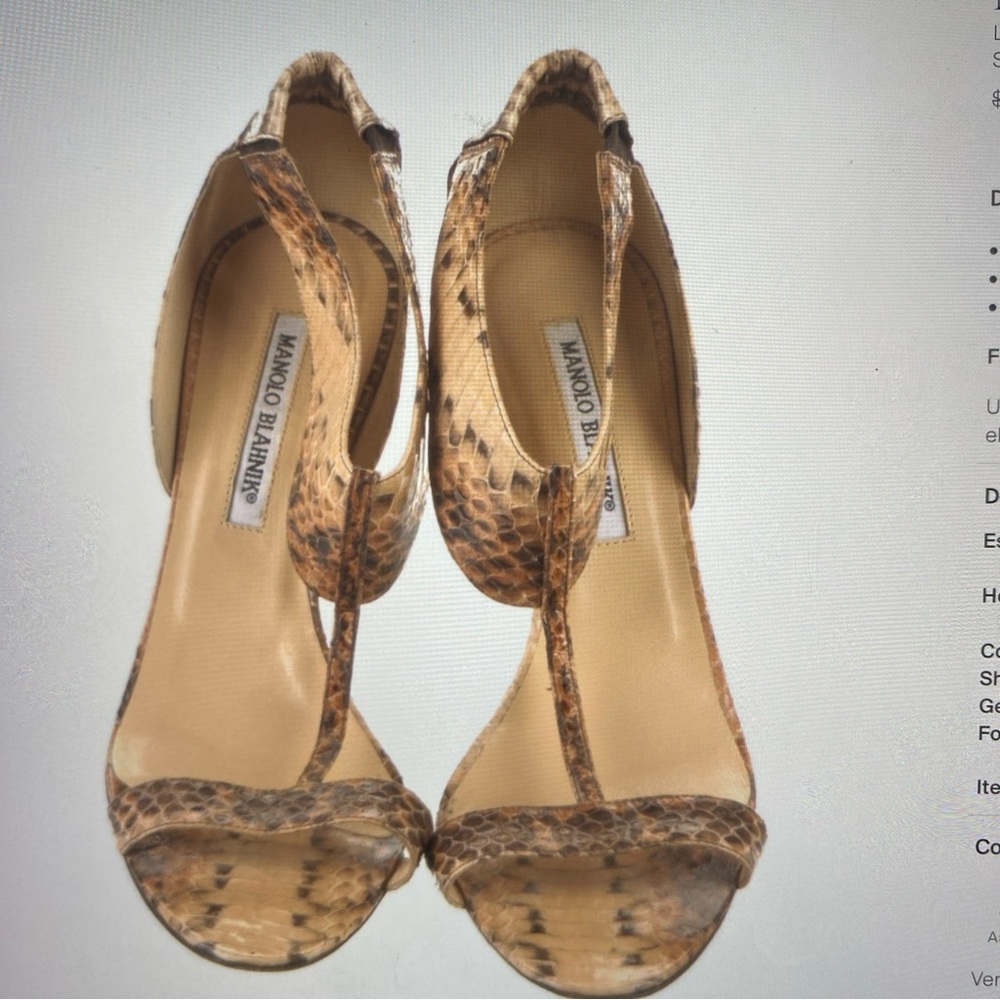 Manolo Blahnik t strap high heel sandals 38